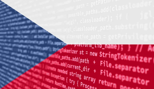 Flag Tjekkiet Afbildet Skærmen Med Programkoden Begrebet Moderne Teknologi Site - Stock-foto