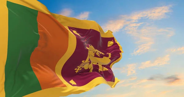 Large Flag Sri Lanka Waving Wind — Stock Photo, Image