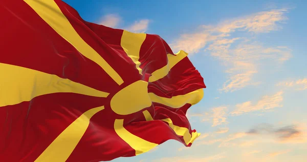 Grande Bandeira Macedônia Acenando Vento — Fotografia de Stock