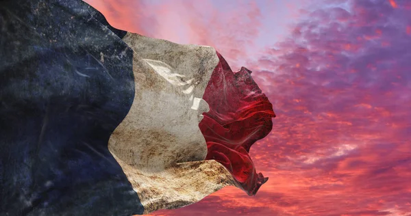 Retro Flag France Grunge Texture Waving Wind Illustration — Stock Photo, Image