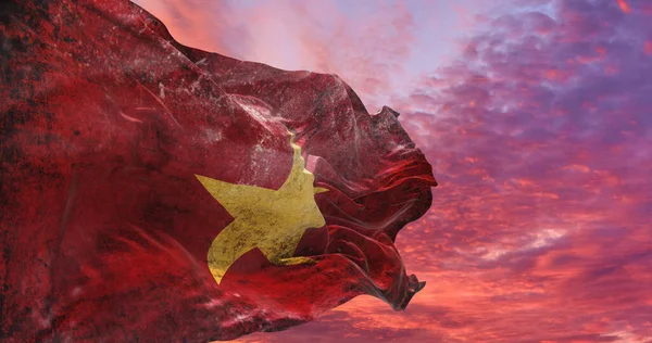 Retro Vlag Van Vietnam Met Grunge Textuur Zwaaiend Wind Illustratie — Stockfoto