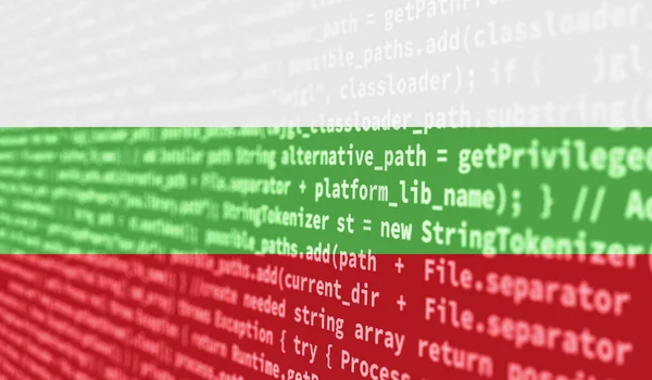 Флаг Болгарии Изображен Экране Программным Кодом Концепция Современных Технологий Разработки — стоковое фото