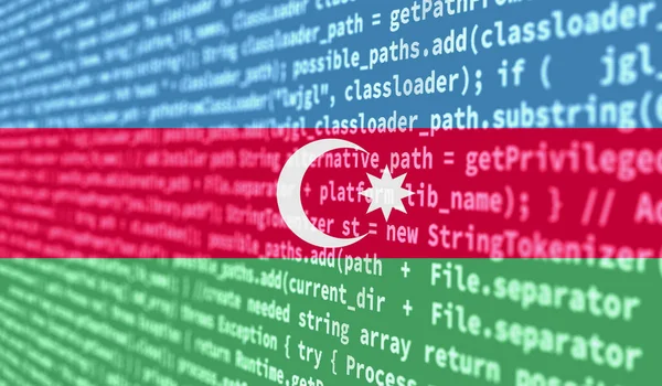 Aserbajdsjans Flagg Avbildet Skjermen Med Programkoden Konseptet Med Moderne Teknologi – stockfoto