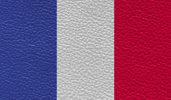 Flat Flag France Printed Leather Texture Background Top View — Stock Photo, Image