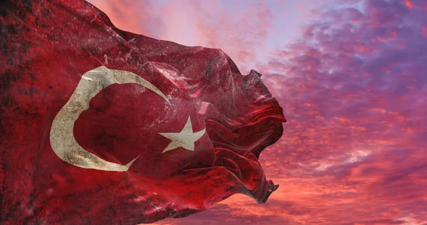 Retro Vlag Van Turkije Met Grunge Textuur Zwaaiend Wind Illustratie — Stockfoto