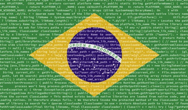 Brezilya Bayrağı Program Kodu Ile Ekranda Resmedilmiştir Modern Teknoloji Site — Stok fotoğraf