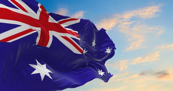 澳大利亚的大旗在风中飘扬 — 图库照片