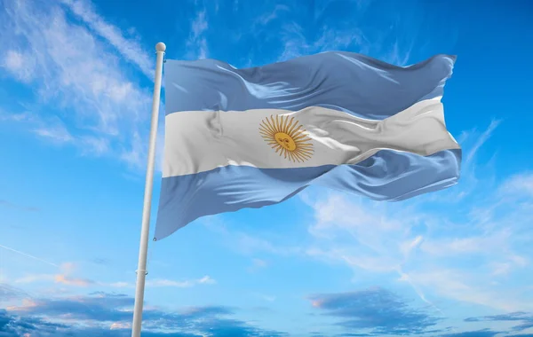 Grote Vlag Van Argentinië Wapperend Wind — Stockfoto