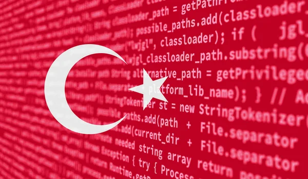 Vlag Van Turkije Afgebeeld Het Scherm Met Programmacode Het Concept — Stockfoto