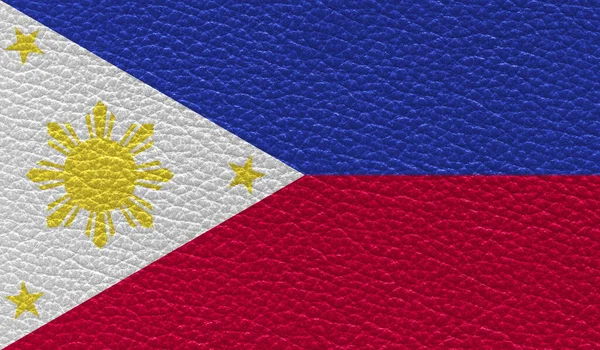 Drapeau Plat Des Philippines Imprimé Sur Fond Texture Cuir Vue — Photo