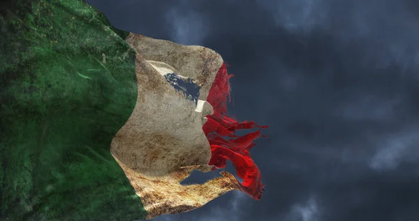意大利国旗在风中飘扬 3D说明 — 图库照片