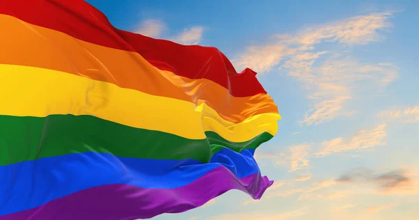 Bandeira Lgbt Acenando Vento — Fotografia de Stock