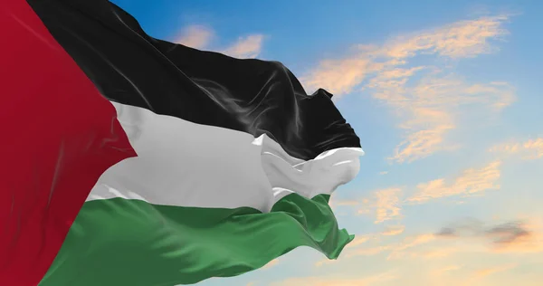 Large Palestine Flag Waving Wind — Stock Photo, Image