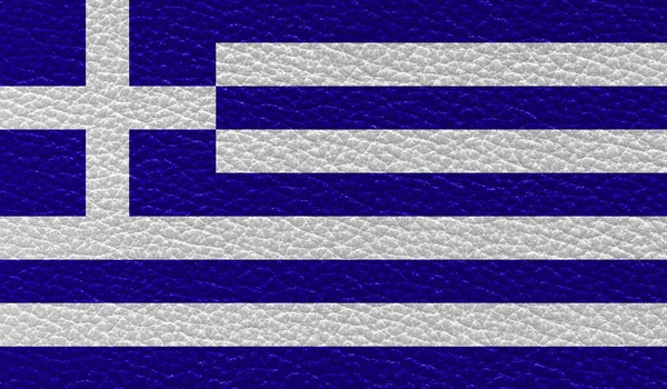 Flat Flag Greece Printed Leather Texture Background Top View — Stock Photo, Image