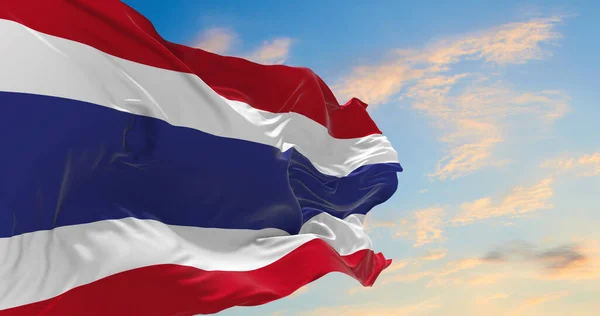 Velká Thajská Vlajka Vlnící Větru — Stock fotografie