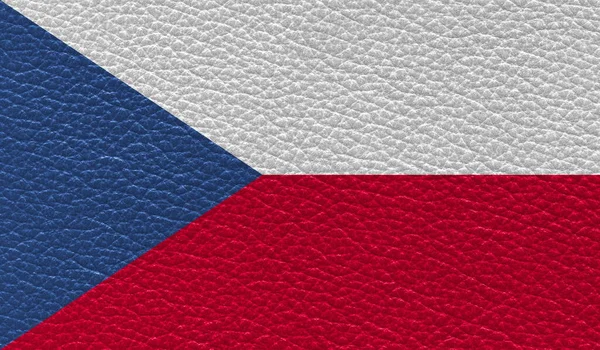 Bandera Plana República Checa Impresa Sobre Fondo Textura Cuero Vista —  Fotos de Stock