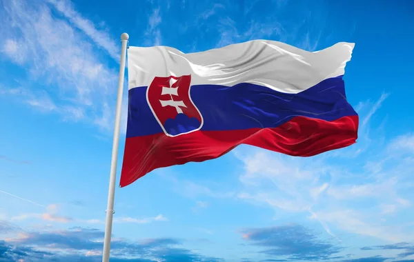 Large Slovakia Flag Waving Wind — Stock Photo, Image