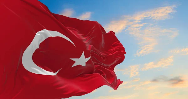 Grote Turkse Vlag Wapperend Wind — Stockfoto