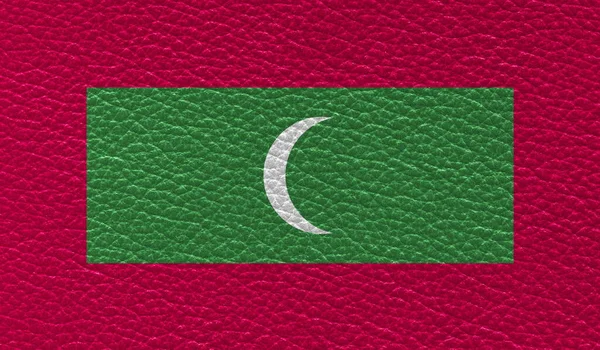 Flat Flag Maldives Printed Leather Texture Background Top View — Stock Photo, Image