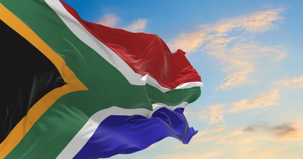 Nagy Dél Afrikai Zászló Lengett Szélben — Stock Fotó