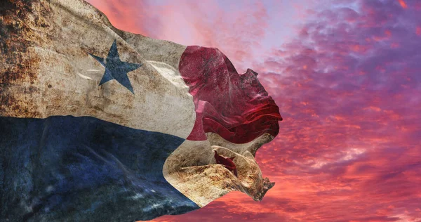 Rüzgarda Sallanan Grunge Desenli Panama Bayrağı Illüstrasyon — Stok fotoğraf