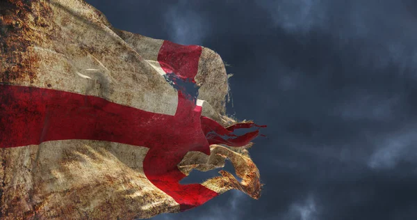Retro Verscheurde Vlag Van Engeland Zwaaiend Wind Illustratie — Stockfoto