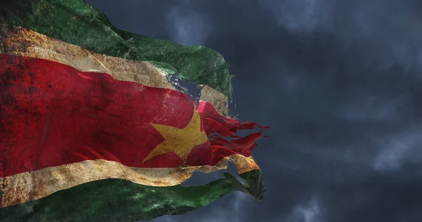 Retro Zerrissene Flagge Surinams Die Wind Weht Illustration — Stockfoto
