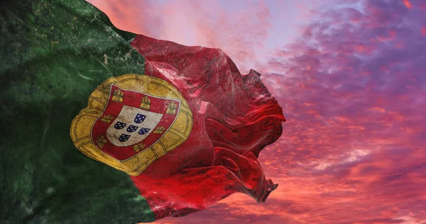 Portugália Retro Zászlója Grunge Textúrával Szélben Illusztráció — Stock Fotó