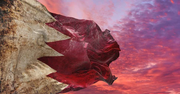 Retro Flagge Von Bahrain Mit Grunge Textur Die Wind Weht — Stockfoto