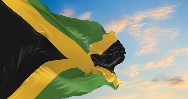 Large Flag Jamaica Waving Wind — Stock Photo, Image