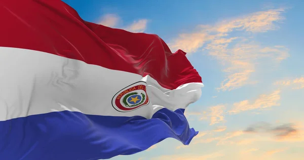 Stor Paraguay Flagga Vinka Vinden — Stockfoto
