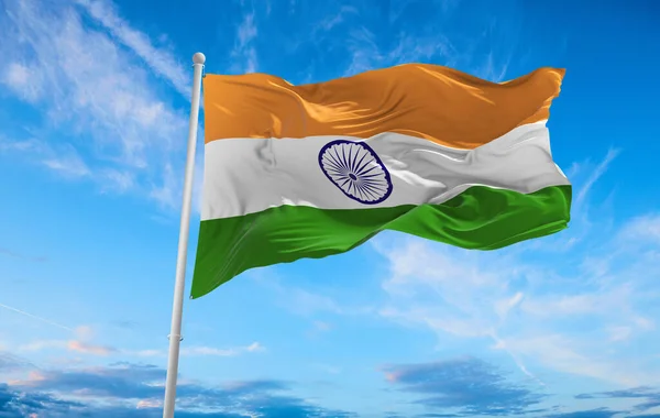 Velká Indická Vlajka Vlnící Větru — Stock fotografie