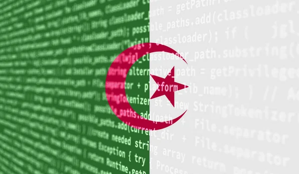 Algeries Flagg Avbildet Skjermen Med Programkoden Konseptet Med Moderne Teknologi – stockfoto