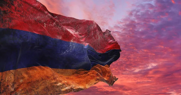 Vlajka Arménie Grunge Texturou Vlnící Větru Ilustrace — Stock fotografie