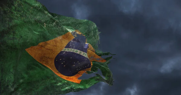 Retro Zerwana Flaga Brazylii Machająca Wietrze Ilustracja — Zdjęcie stockowe