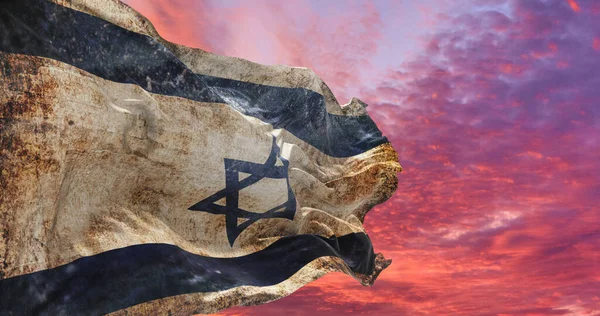 Retro Flagge Israels Mit Grunge Textur Die Wind Weht Illustration — Stockfoto