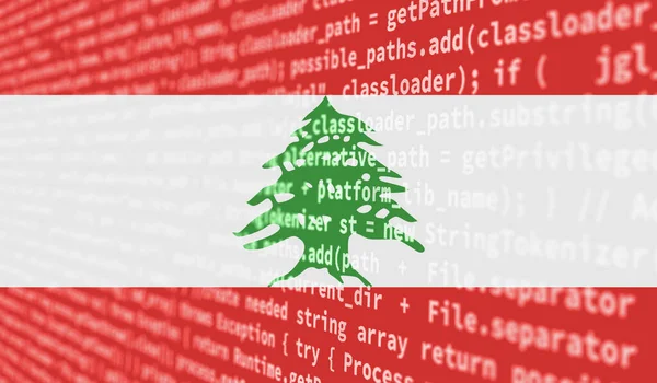 Vlag Van Libanon Afgebeeld Het Scherm Met Programmacode Het Concept — Stockfoto
