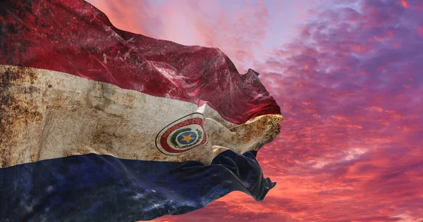 Ретро Флаг Парагвая Гранжевой Текстурой Размахивающей Ветру Иллюстрация — стоковое фото