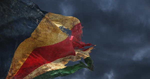 Bandeira Retro Torned Seychelles Acenando Vento Ilustração — Fotografia de Stock