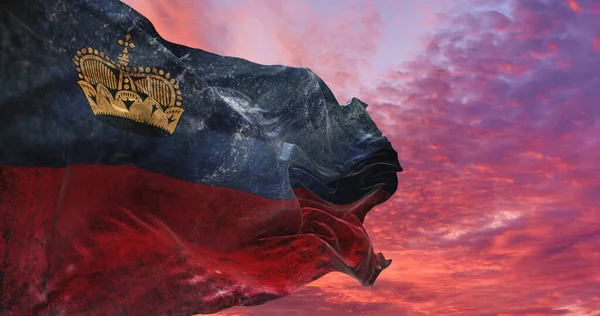 Retro Vlag Van Liechtenstein Met Grunge Textuur Zwaaiend Wind Illustratie — Stockfoto