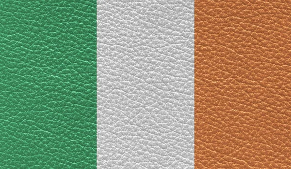 Bandera Plana Irlanda Impresa Sobre Fondo Textura Cuero Vista Superior — Foto de Stock