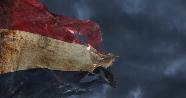 Bandera Desgarrada Retro Holanda Ondeando Viento Ilustración —  Fotos de Stock