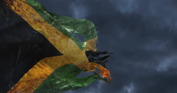 Retro Torned Flag Jamaica Waving Wind Illustration — Stock Photo, Image