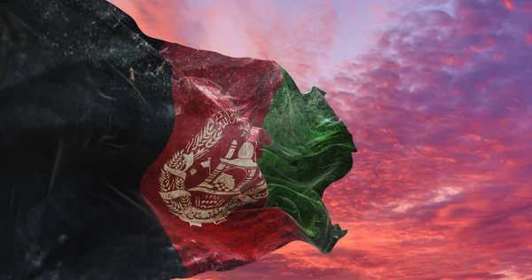 Bandera Retro Afganistán Con Textura Grunge Ondeando Viento Ilustración — Foto de Stock