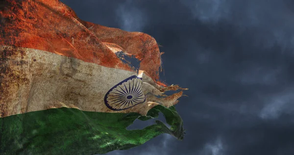 Zpětná Vlajka Indie Vlála Větru Ilustrace — Stock fotografie
