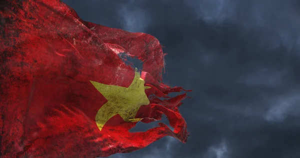 Retro Zerrissene Flagge Vietnams Die Wind Weht Illustration — Stockfoto