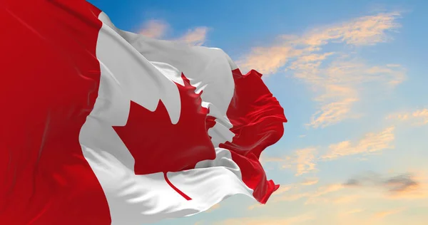 Große Kanadische Flagge Weht Wind — Stockfoto
