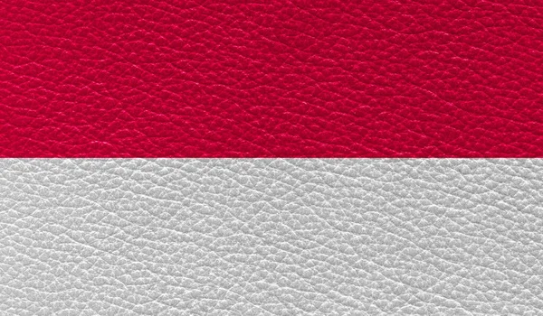 Bandeira Plana Monaco Impressa Fundo Textura Couro Vista Superior — Fotografia de Stock