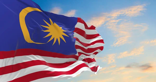 Stor Malaysia Flagga Vinkar Vinden — Stockfoto