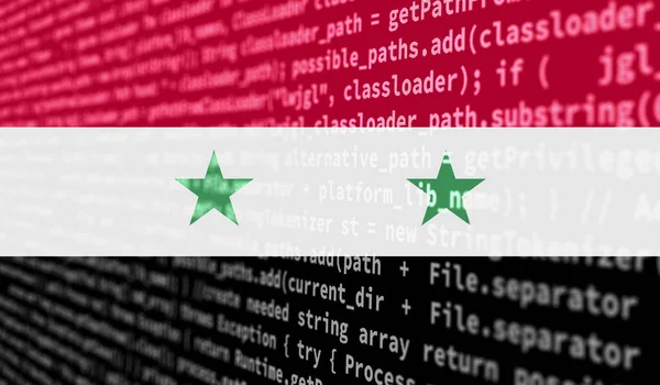 Vlag Van Syrië Afgebeeld Het Scherm Met Programmacode Het Concept — Stockfoto